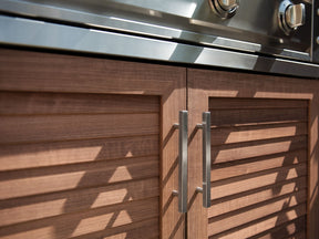 Outdoor Kitchen in Classic Grove Finish with Performance Grill 6 Piece Set with Fridge and Sink and Outdoor TV
