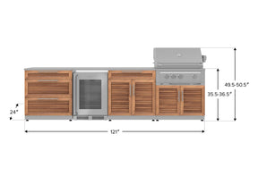 Outdoor Kitchen in Classic Grove Finish with Platinum Grill 7 Piece Set and Outdoor TV