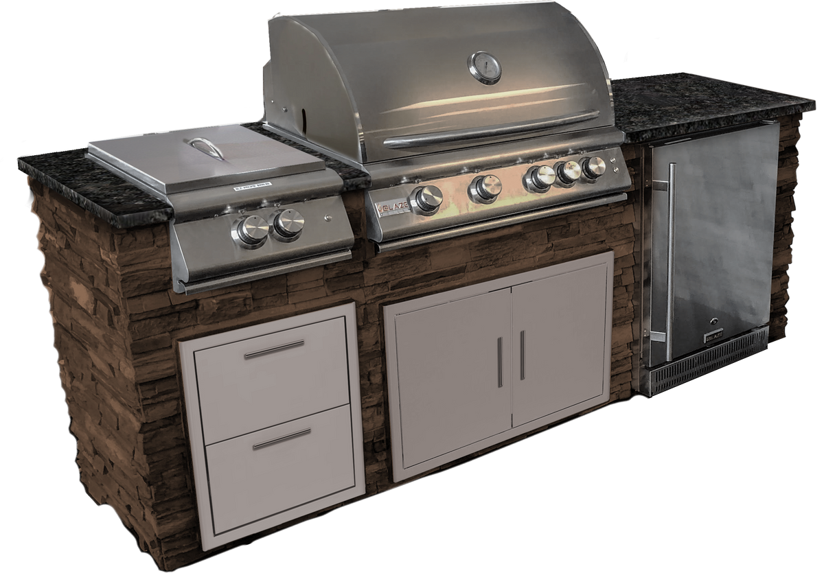 8 ft Outdoor Grill Island with Side Burner
